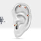 Kalp Yakutlu Piercing, 8 MM , 1.2 MM, 14K Sarı-Beyaz-Kırmızı Altın | LP00017R