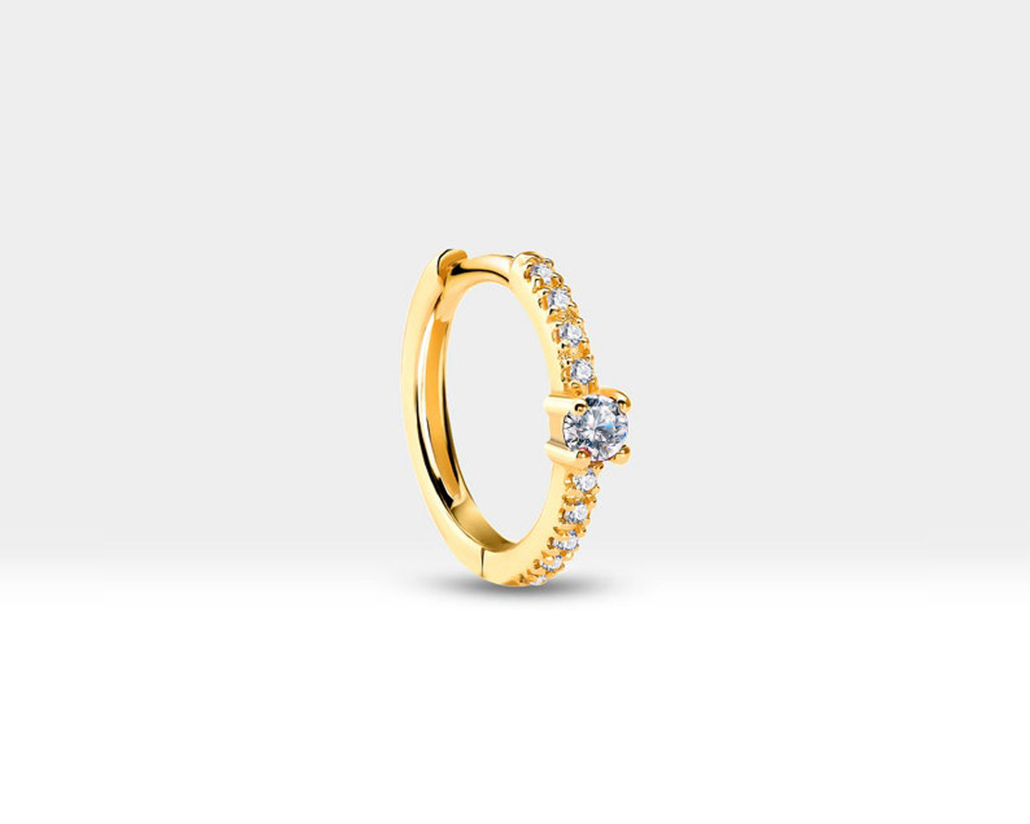 Pırlanta ve Pırlantalı Küpe, 12 MM , 14K Sarı-Beyaz-Kırmızı Altın | LE00004D