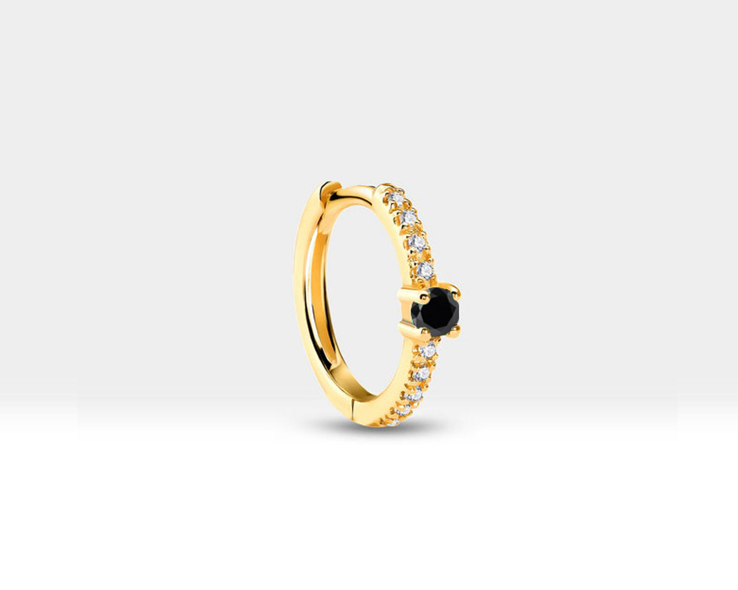 Siyah Pırlanta ve Pırlantalı Küpe, 12 MM , 14K Sarı-Beyaz-Kırmızı Altın | LE00004B