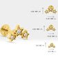 Üçlü Yıldız Pırlanta Piercing, 8 MM , 1.2 MM, 14K Sarı-Beyaz-Kırmızı Altın | LP00042D