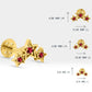 Üçlü Yıldız Yakut Piercing, 8 MM , 1.2 MM, 14K Sarı-Beyaz-Kırmızı Altın | LP00042R