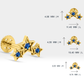 Üçlü Yıldız Safirli Piercing, 8 MM , 1.2 MM, 14K Sarı-Beyaz-Kırmızı Altın | LP00042S