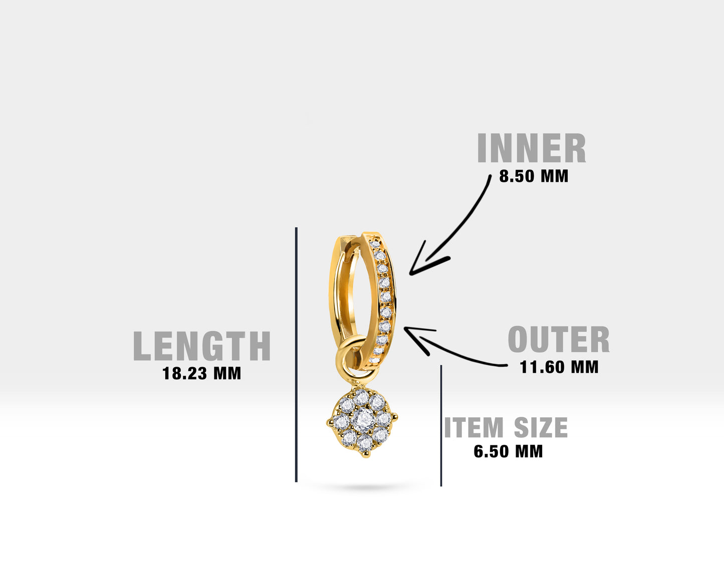 Pırlantalı Sallantı Küpe, 12 MM , 14K Sarı-Beyaz-Kırmızı Altın | LE00048D