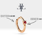 Yakut Küpe, 12 MM , 14K Sarı-Beyaz-Kırmızı Altın | LE00006R