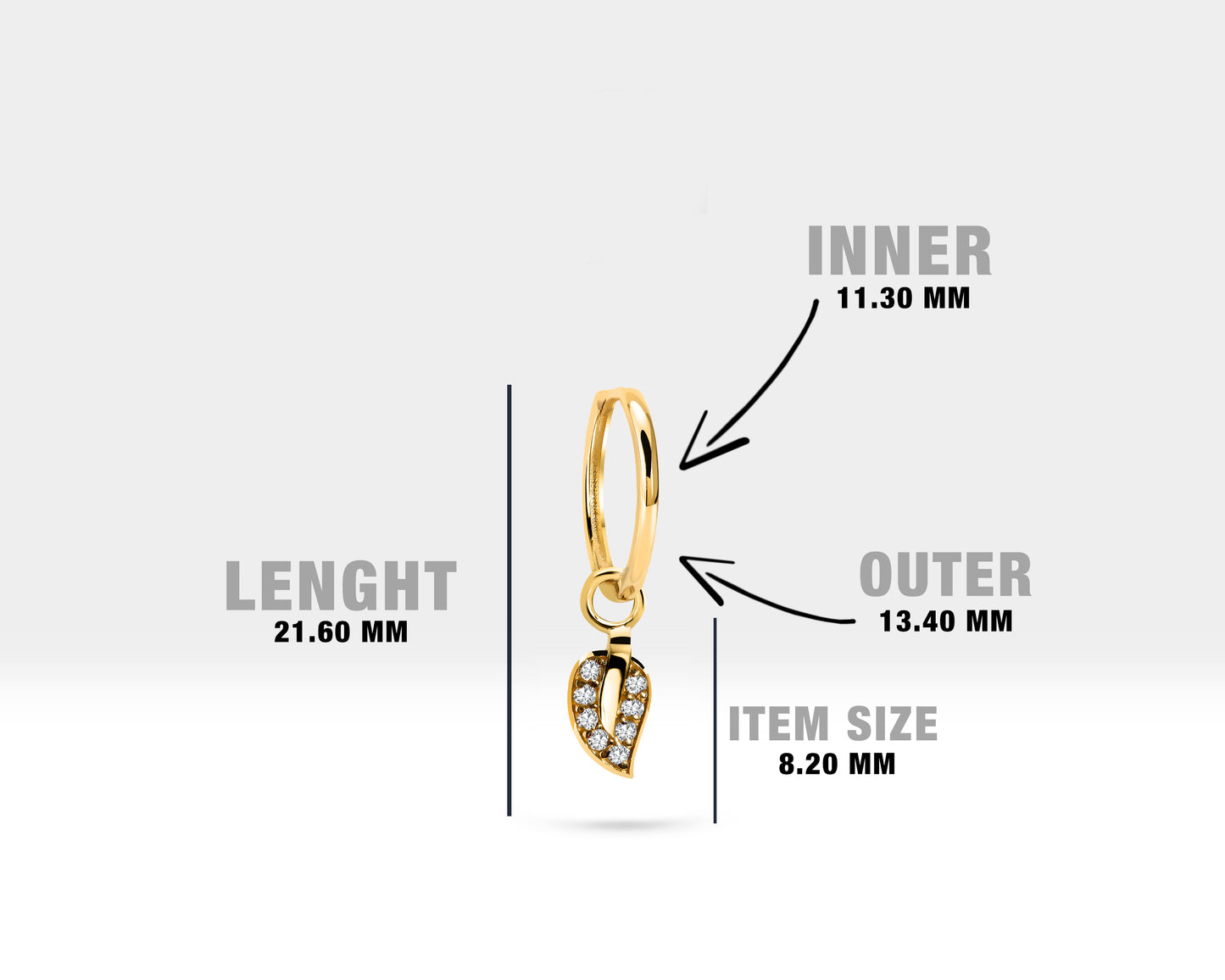 Su Yeşili Safir Yapraklı Sallantı Küpe, 13 MM , 14K Sarı-Beyaz-Kırmızı Altın | LE00058S