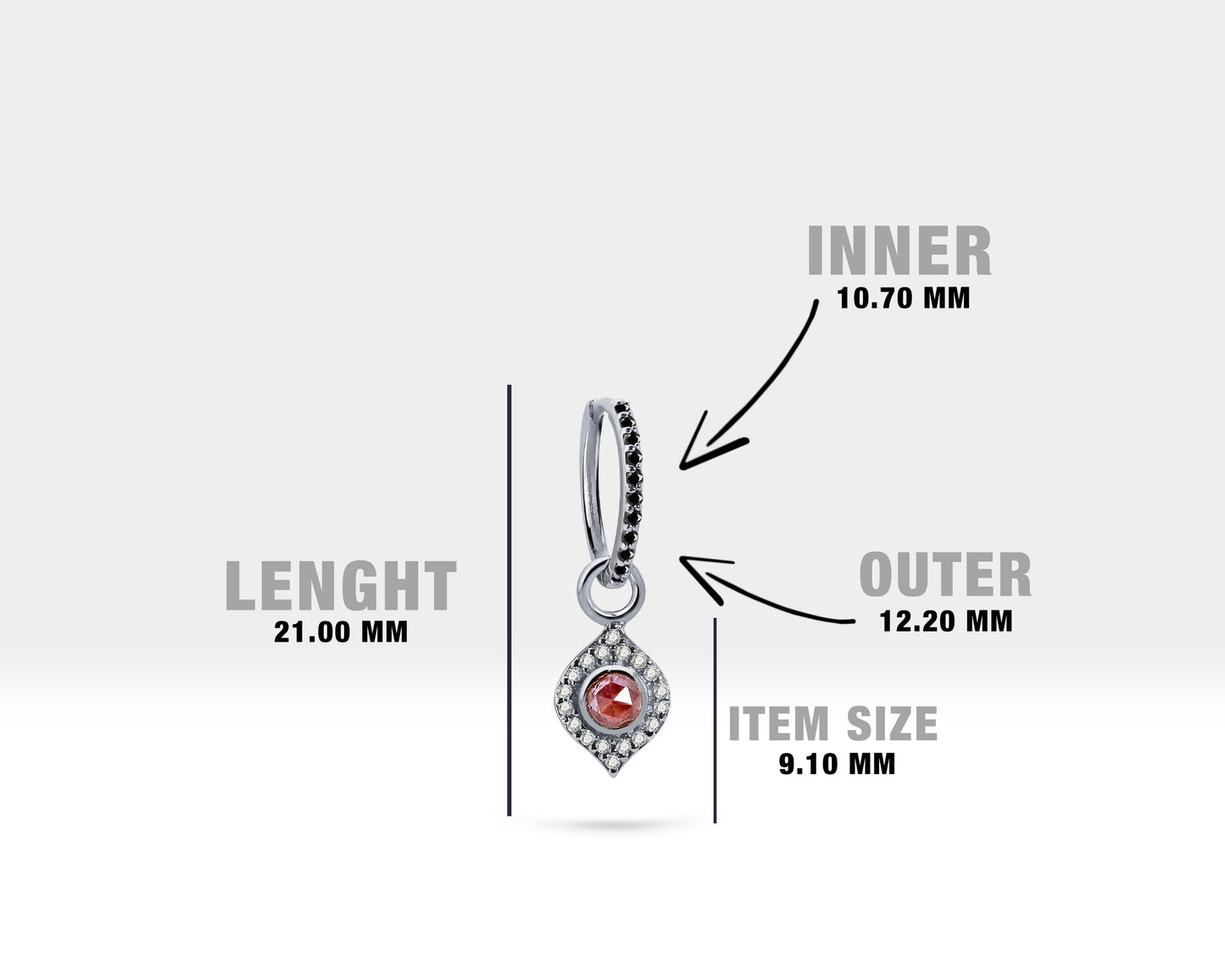 Kahverengi Pırlanta Sallantılı Küpe, 12 MM , 14K Sarı-Beyaz-Kırmızı Altın | LE00052DB