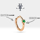 Yeşil Garnet Küpe, 12 MM , 14K Sarı-Beyaz-Kırmızı Altın | LE00006G
