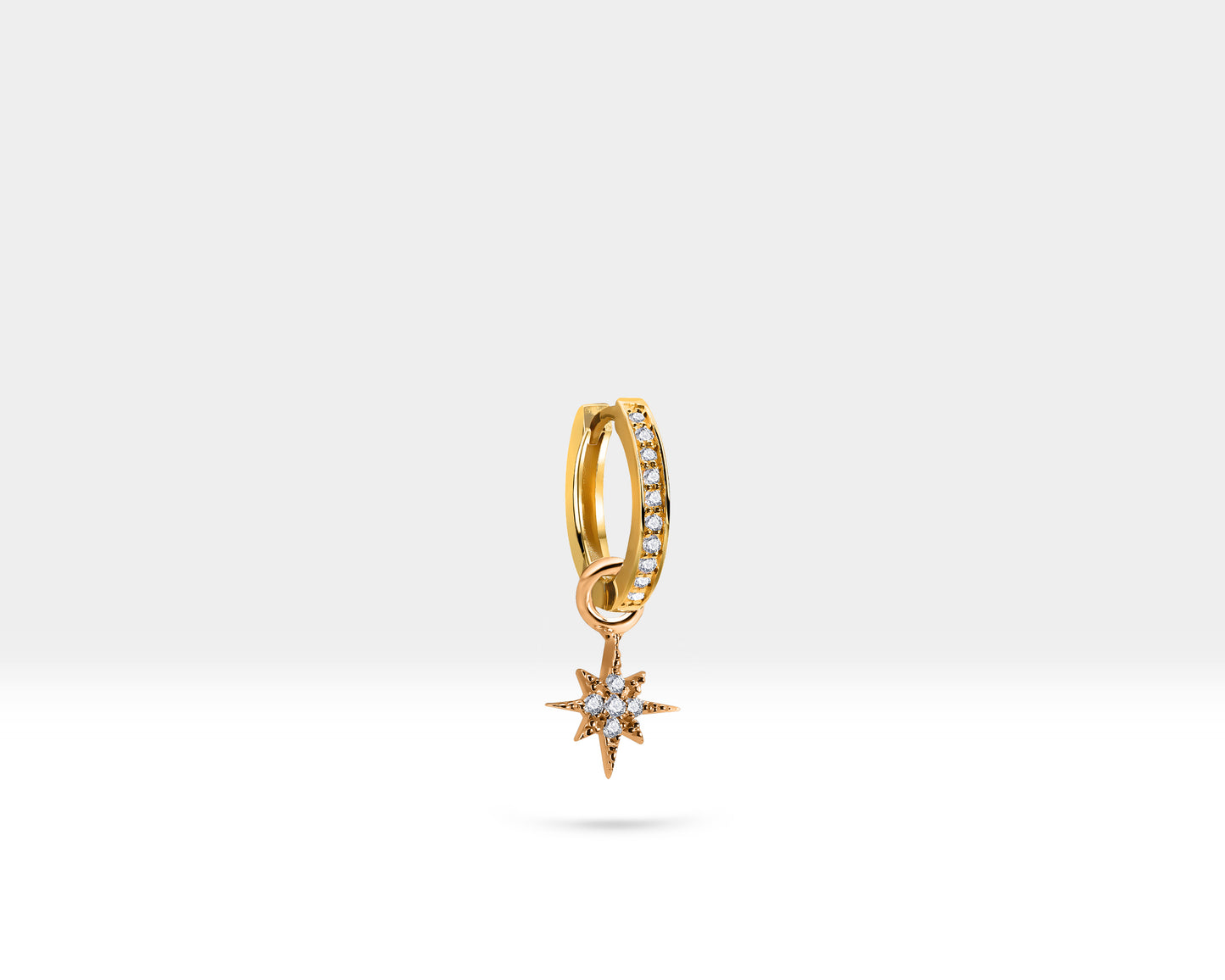 Kutup Yıldızı Sallantılı Küpe, 12 MM , 14K Sarı-Beyaz-Kırmızı Altın | LE00049D