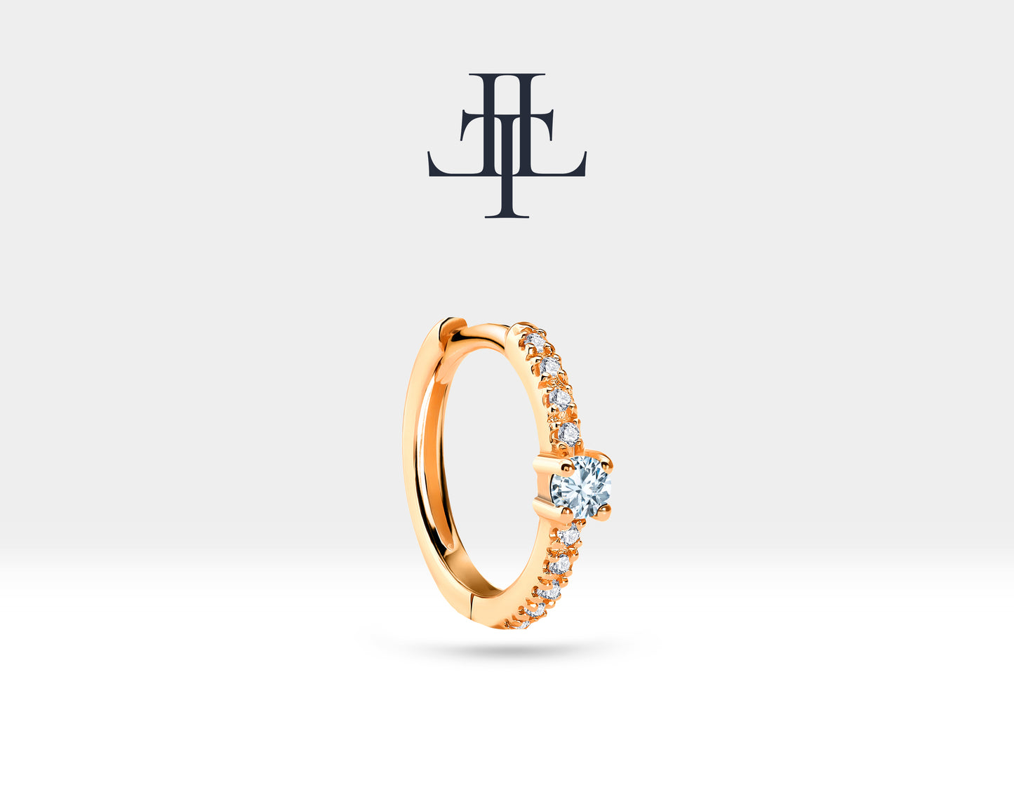 Pırlanta ve Pırlantalı Küpe, 12 MM , 14K Sarı-Beyaz-Kırmızı Altın | LE00004D