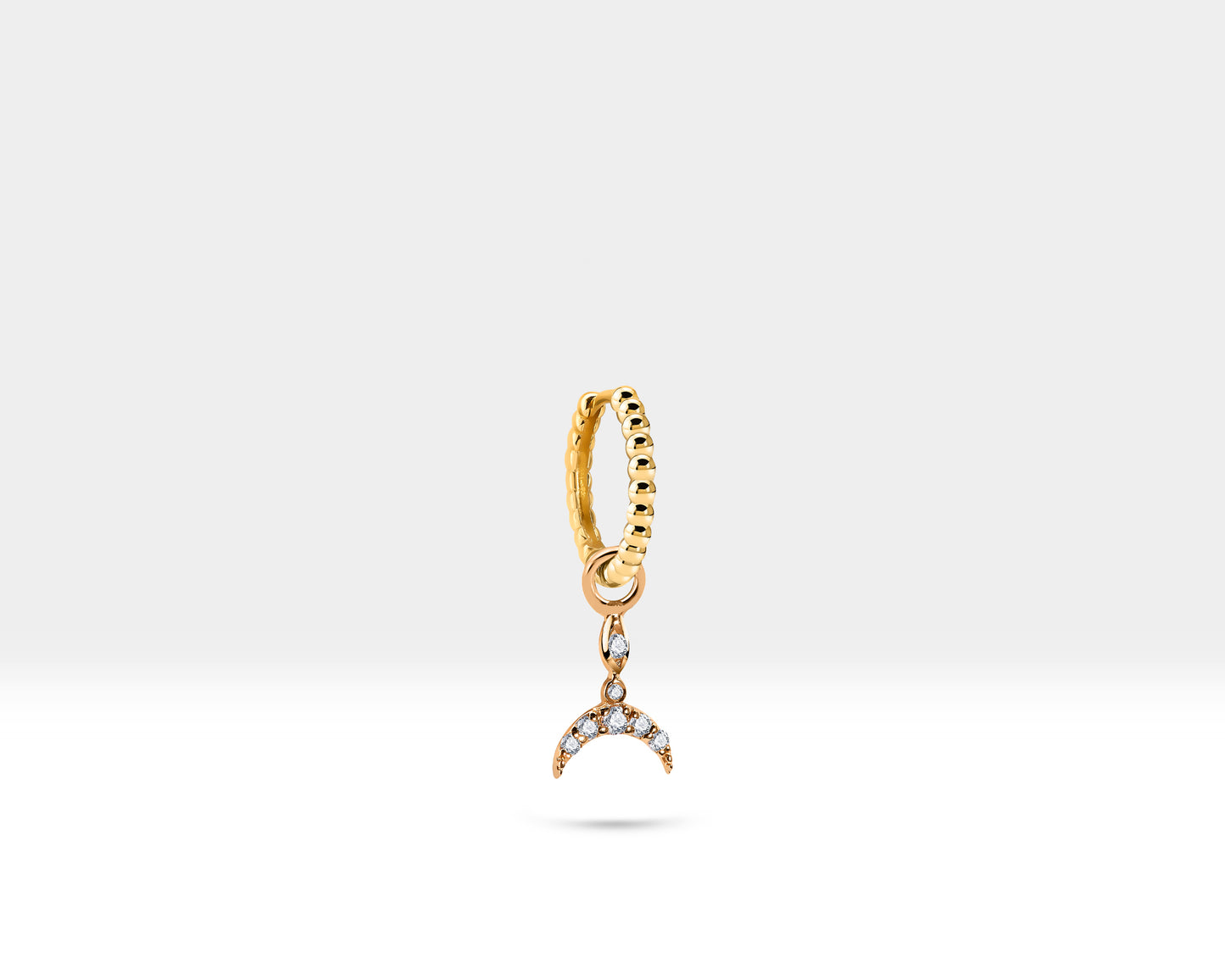 Pırlanta Deniz Kızı Kuyruğu Sallantılı Küpe, 12 MM , 14K Sarı-Beyaz-Kırmızı Altın | LE00040D