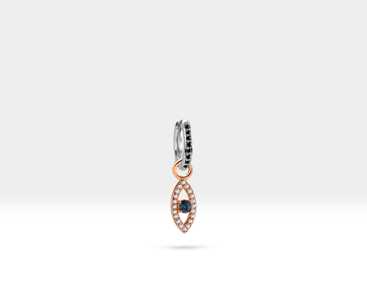 Safir Göz Sallantılı Küpe, 9 MM , 14K Sarı-Beyaz-Kırmızı Altın | LE00054DSB
