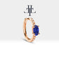 Oval Safir ve Pırlantalı Küpe, 12 MM , 14K Sarı-Beyaz-Kırmızı Altın | LE00021DS