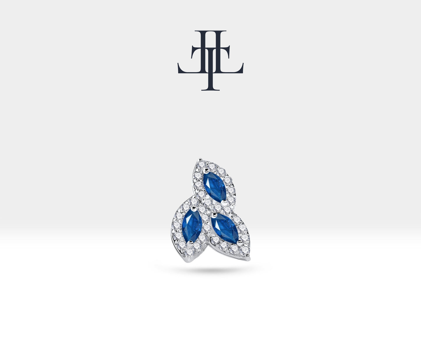 Üçlü Safir Markiz Piercing, 8 MM , 1.2 MM, 14K Sarı-Beyaz-Kırmızı Altın | LP00036SD