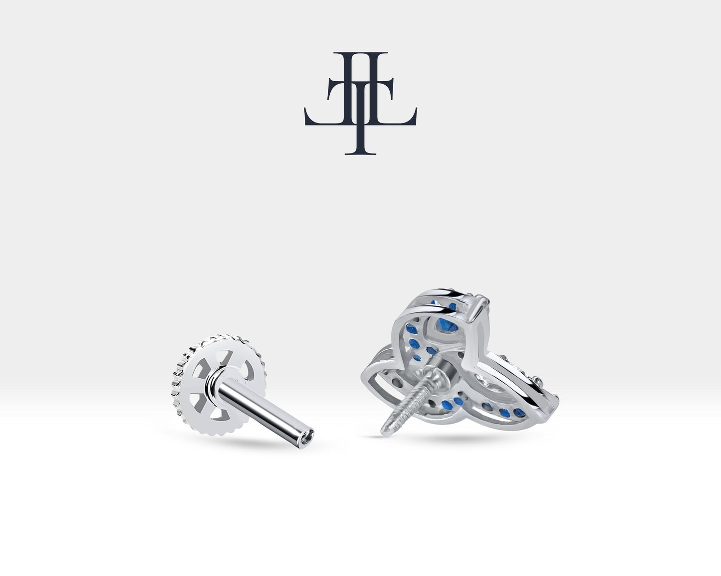 Üçlü Safir Markiz Piercing, 8 MM , 1.2 MM, 14K Sarı-Beyaz-Kırmızı Altın | LP00036SD