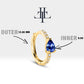 Damla Safir ve Pırlantalı Küpe, 12 MM , 14K Sarı-Beyaz-Kırmızı Altın | LE00018DS