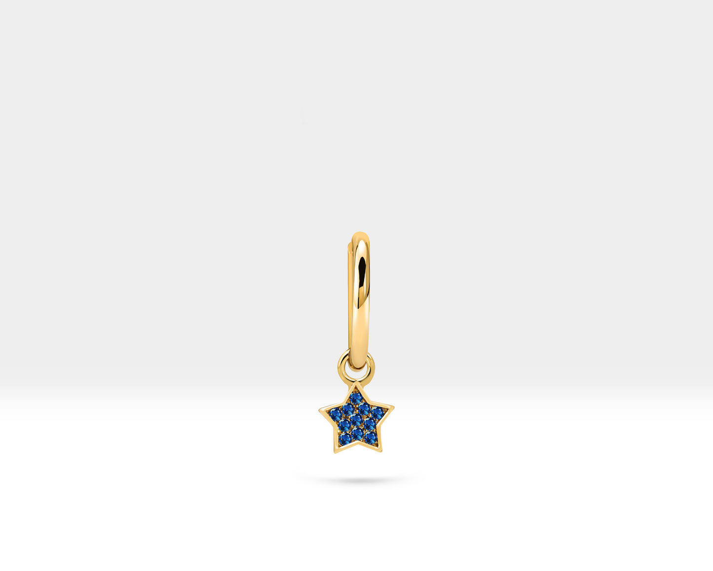 Çift Taraflı Yıldız Sallantılı Küpe, 14 MM , 14K Sarı-Beyaz-Kırmızı Altın | LE00059DS