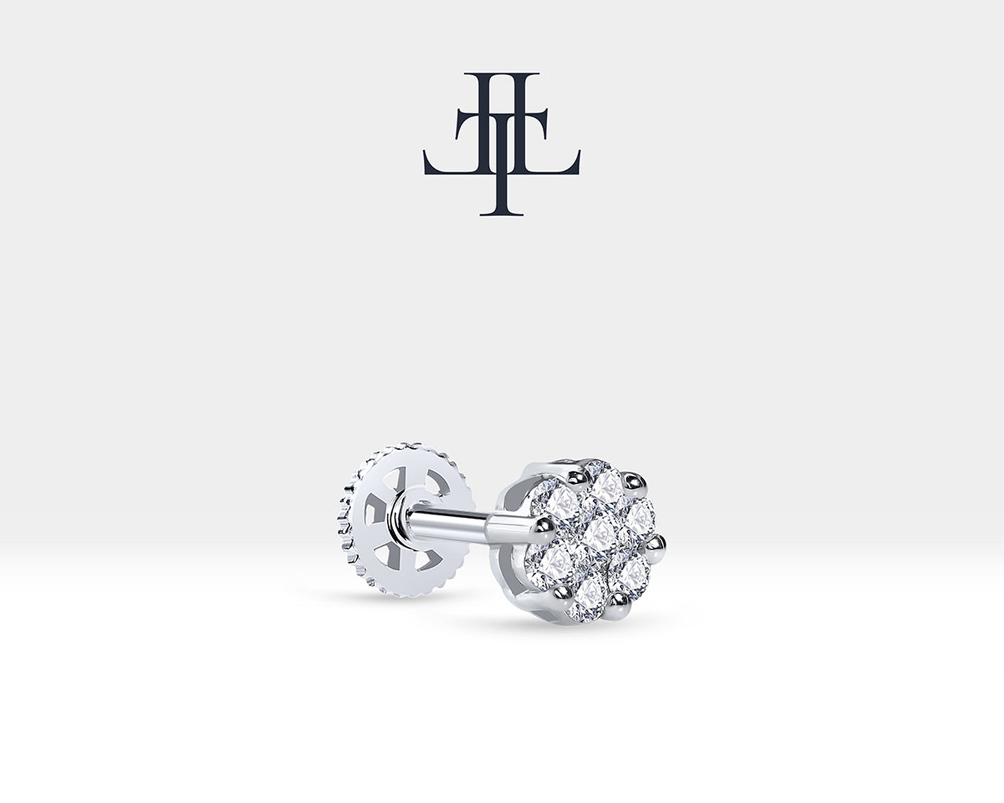 Pırlantalı Piercing, 8 MM , 1.2 MM, 14K Sarı-Beyaz-Kırmızı Altın | LP00040D