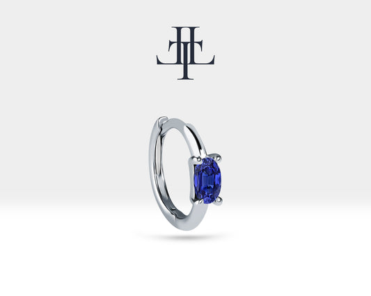 Oval Safir Küpe, 12 MM , 14K Sarı-Beyaz-Kırmızı Altın | LE00026S