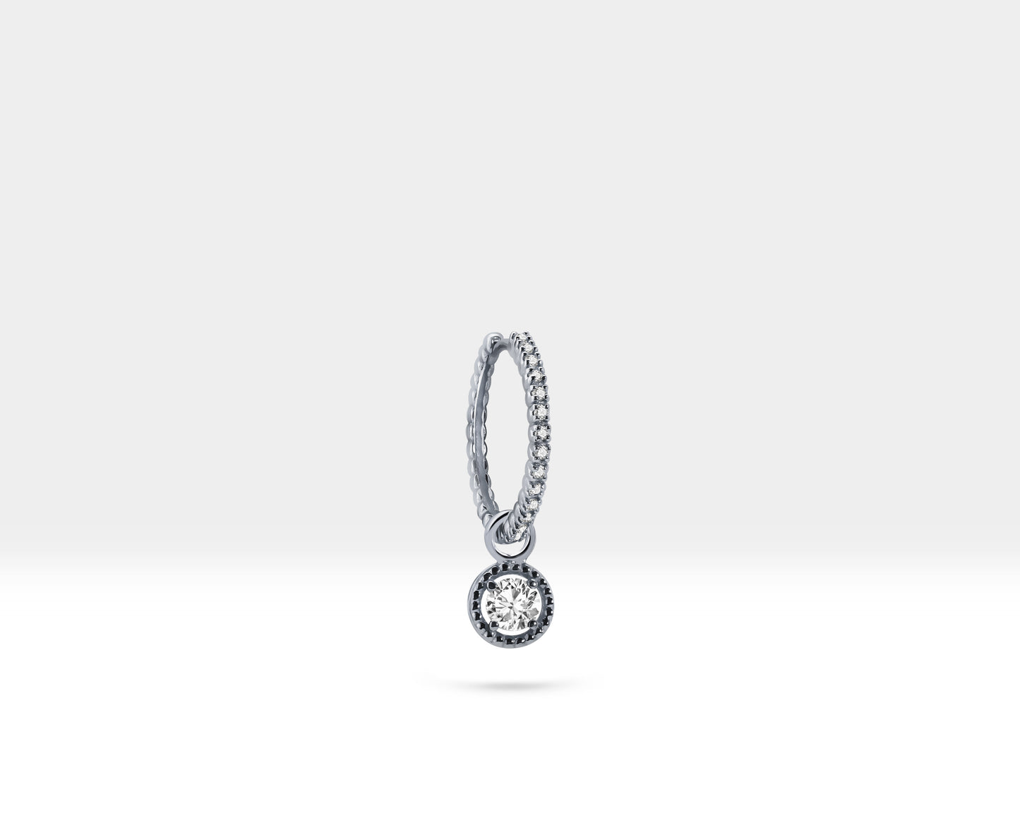 Yuvarlak Pırlanta Sallantılı Küpe, 17 MM , 14K Sarı-Beyaz-Kırmızı Altın | LE00061D