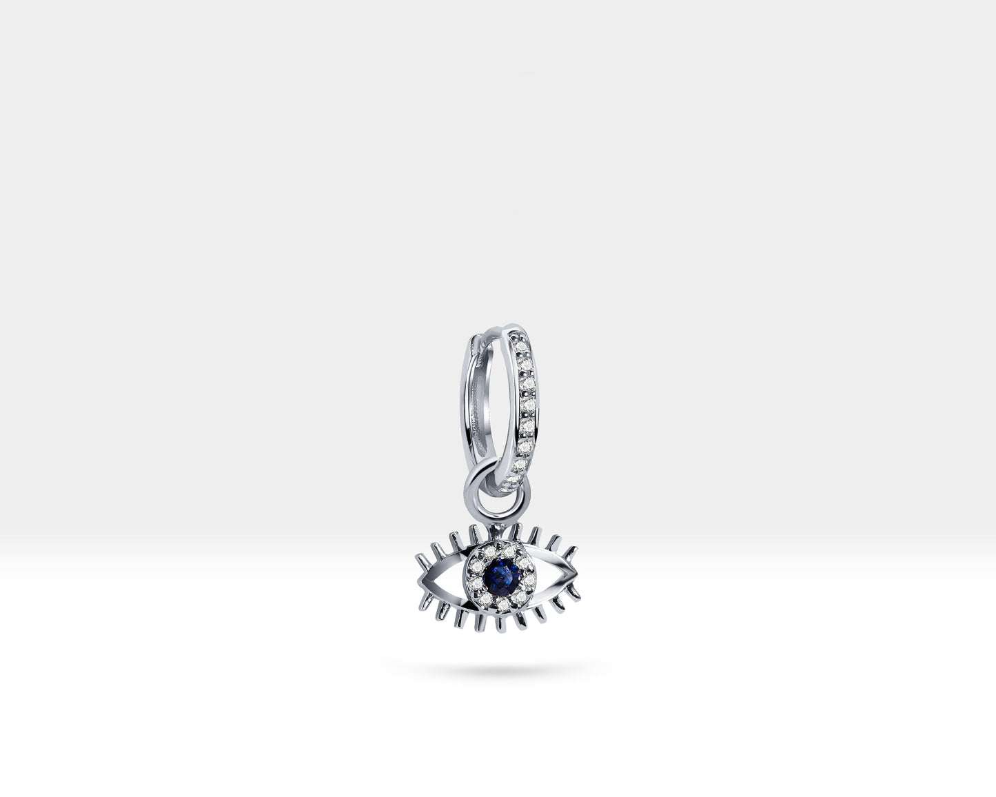 Safir Göz Sallantılı Küpe, 9 MM , 14K Sarı-Beyaz-Kırmızı Altın | LE00064DS