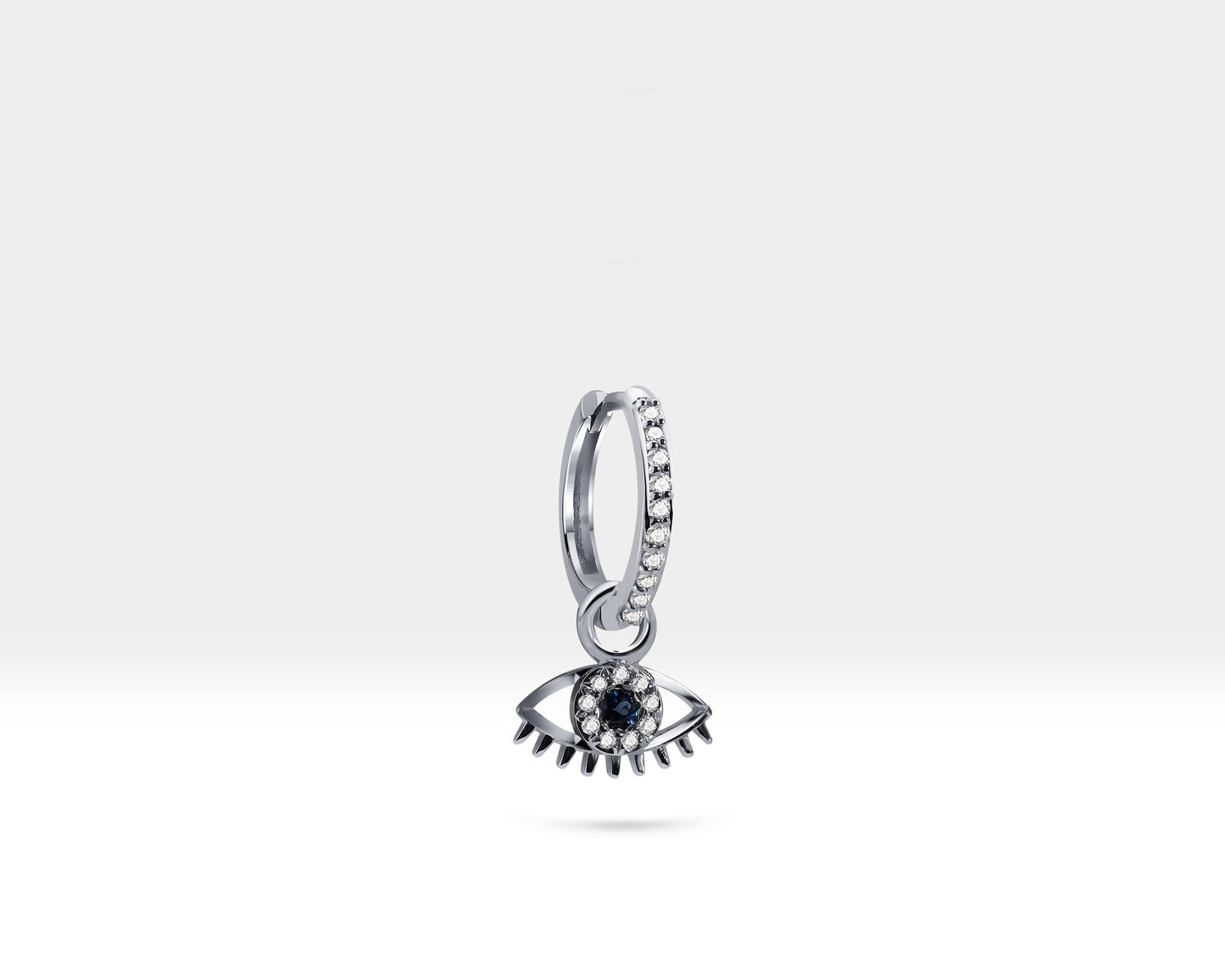 Safir Göz Sallantılı Küpe, 12 MM , 14K Sarı-Beyaz-Kırmızı Altın | LE00065DS
