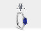 Oval Safir ve Pırlantalı Küpe, 12 MM , 14K Sarı-Beyaz-Kırmızı Altın | LE00021DS