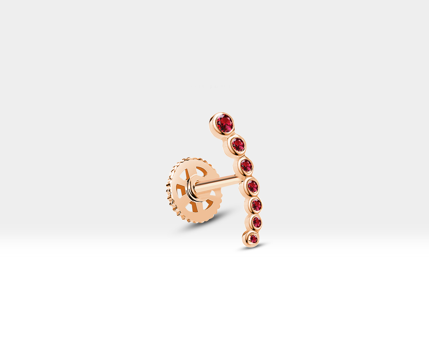 Süzme Yakutlu Piercing, 8 MM , 1.2 MM, 14K Sarı-Beyaz-Kırmızı Altın | LP00005R