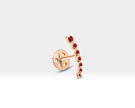 Süzme Yakutlu Piercing, 8 MM , 1.2 MM, 14K Sarı-Beyaz-Kırmızı Altın | LP00005R