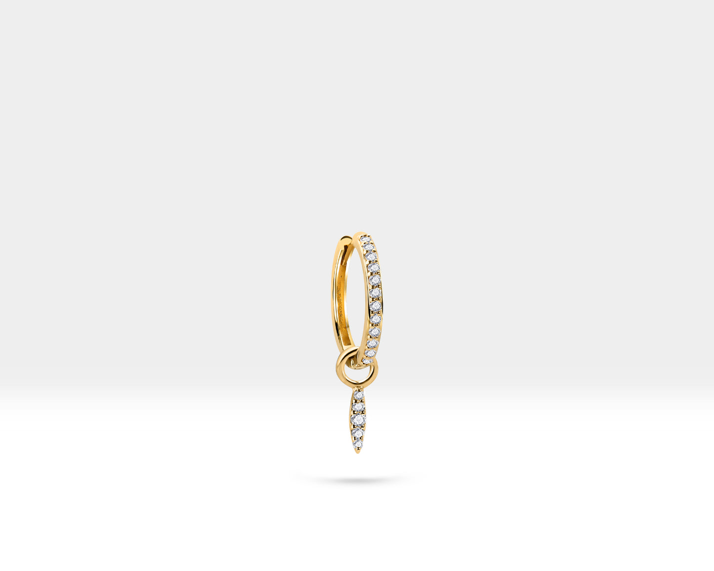 Mekik Sallantılı Küpe, 14 MM , 14K Sarı-Beyaz-Kırmızı Altın | LE00051D