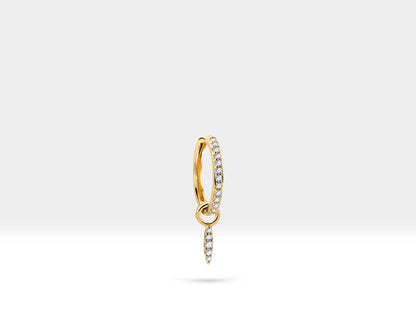 Mekik Sallantılı Küpe, 14 MM , 14K Sarı-Beyaz-Kırmızı Altın | LE00051D