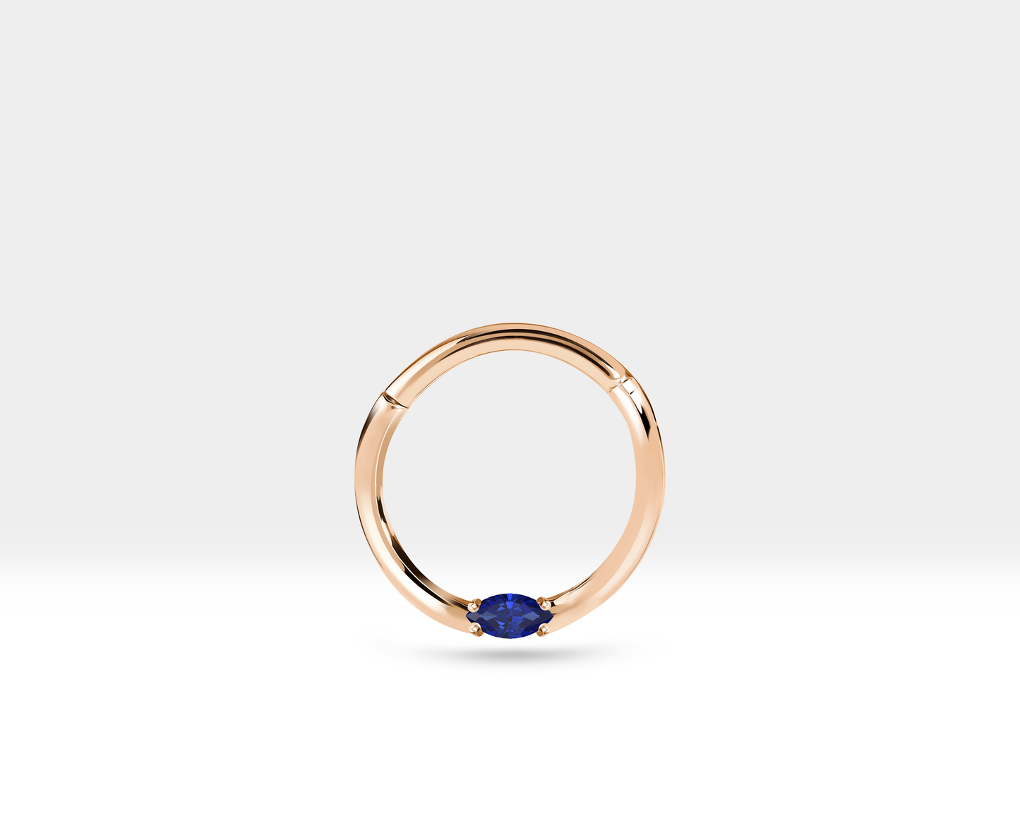 Markiz Safirli Halka Piercing, 10-12 MM , 1.2 MM, 14K Sarı-Beyaz-Kırmızı Altın | LC00028S