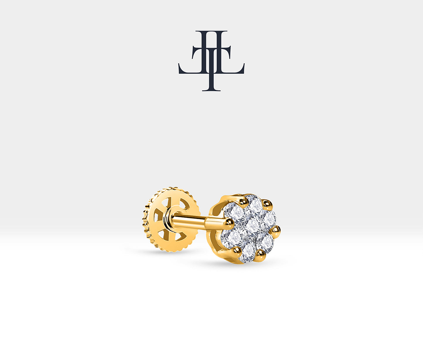 Pırlantalı Piercing, 8 MM , 1.2 MM, 14K Sarı-Beyaz-Kırmızı Altın | LP00040D