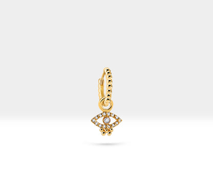Pırlanta Göz Sallantılı Küpe, 11 MM , 14K Sarı-Beyaz-Kırmızı Altın | LE00067D