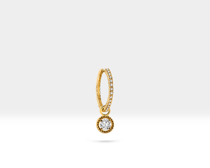 Yuvarlak Pırlanta Sallantılı Küpe, 17 MM , 14K Sarı-Beyaz-Kırmızı Altın | LE00061D