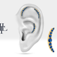 Hilal Safirli Piercing, 8 MM , 1.2 MM, 14K Sarı-Beyaz-Kırmızı Altın | LP00024S