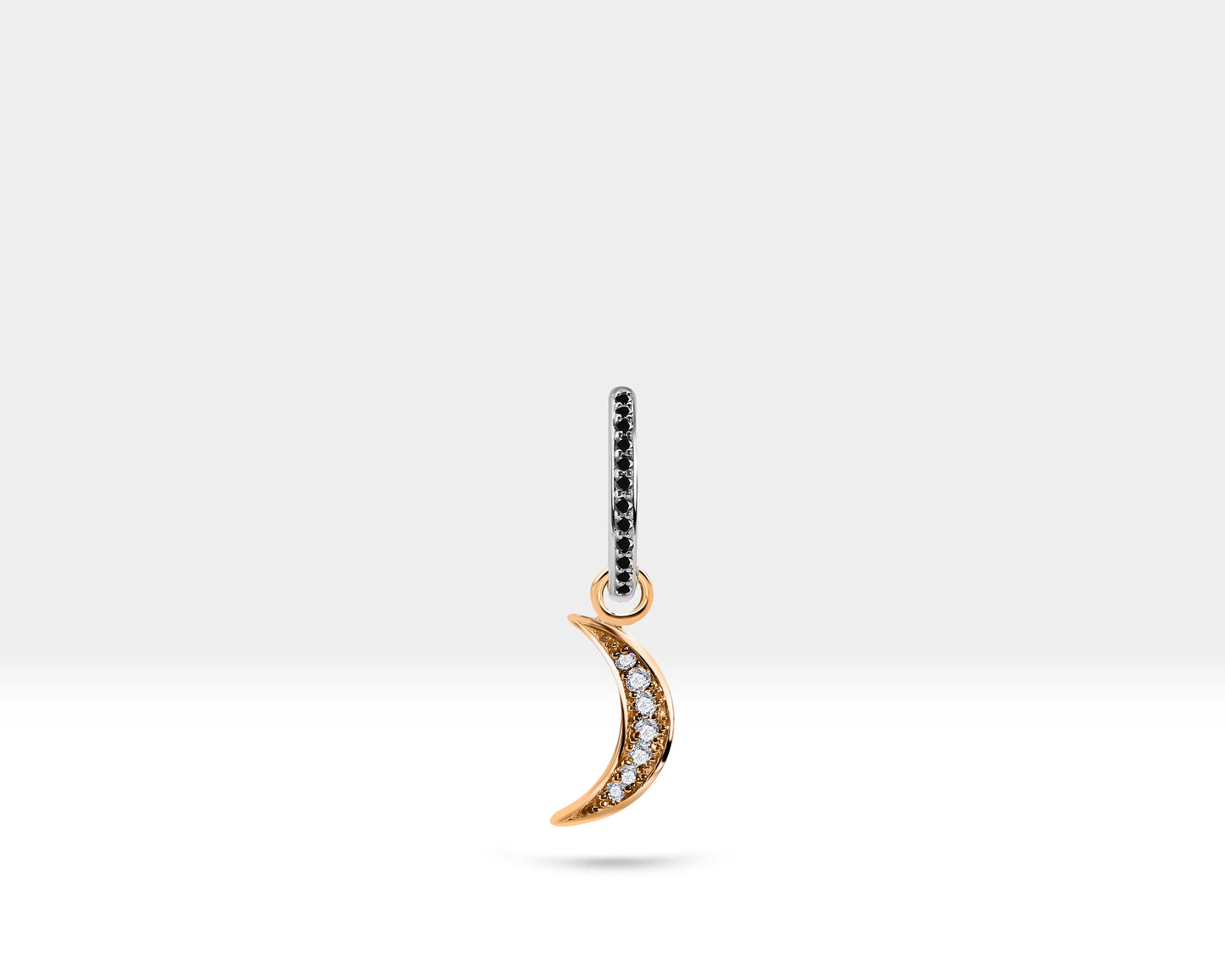 Pırlanta Hilal Sallantılı Küpe, 12 MM , 14K Sarı-Beyaz-Kırmızı Altın | LE00039DB