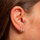 Beş Baget Pırlantalı Halka Piercing, 10 MM , 1.0 MM, 14K Sarı-Beyaz-Kırmızı Altın | LC00047D