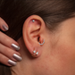Beş Baget Pırlantalı Halka Piercing, 10 MM , 1.0 MM, 14K Sarı-Beyaz-Kırmızı Altın | LC00047D