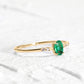 Oval Zümrüt Pırlantalı Sade Yüzük, 14K Sarı-Beyaz-Kırmızı Altın | LR00058DE