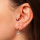 Beş Taşlı Yakutlu Halka Piercing, 12 MM , 1.2 MM, 14K Sarı-Beyaz-Kırmızı Altın | LC00020R