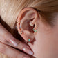 Bezeme Yakutlu Halka Piercing, 13 MM , 1.2 MM, 14K Sarı-Beyaz-Kırmızı Altın | LC00009R