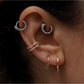 Yılanlı Yakutlu Halka Piercing, 12 MM , 1.2 MM, 14K Sarı-Beyaz-Kırmızı Altın | LC00014R