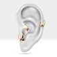 Üçlü Markiz Pırlanta ve Yakutlu Halka Piercing, 10 MM , 1.2 MM, 14K Sarı-Beyaz-Kırmızı Altın | LC00023RD