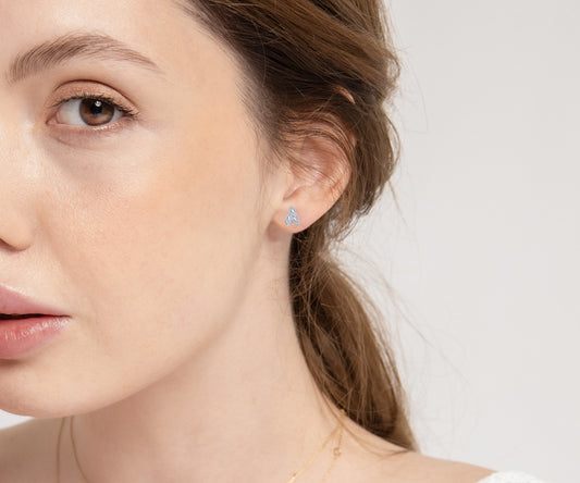 Üçlü Baget Pırlantalı Halka Piercing, 10-12 MM , 1.2 MM, 14K Sarı-Beyaz-Kırmızı Altın | LC00036D