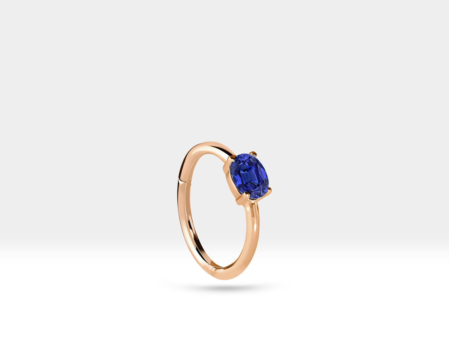 Oval Safir Halka Piercing Küpe, 12 MM , 1.2 MM, 14K Sarı-Beyaz-Kırmızı Altın | LE00007S
