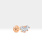Beşli Markiz Pırlanta Piercing, 8 MM , 1.2 MM, 14K Sarı-Beyaz-Kırmızı Altın | LP00037D