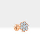 Çiçek Pırlantalı Piercing, 8 MM , 1.2 MM, 14K Sarı-Beyaz-Kırmızı Altın | LP00039D
