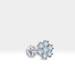 Çiçek Pırlantalı Piercing, 8 MM , 1.2 MM, 14K Sarı-Beyaz-Kırmızı Altın | LP00039D