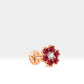 Çiçek Yakutlu ve Pırlantalı Piercing, 8 MM , 1.2 MM, 14K Sarı-Beyaz-Kırmızı Altın | LP00039R