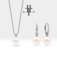 Bridal Jewelry Set of Pearl Earrings and Necklace Set in 14K Solid Gold Jewelry Set with Single Natural Pearl | LS00013P